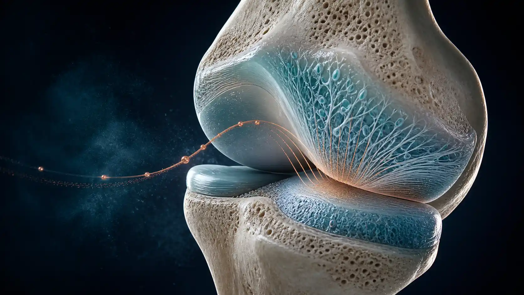 Anatomical cartilage artwork introducing orthopedic and musculoskeletal guides